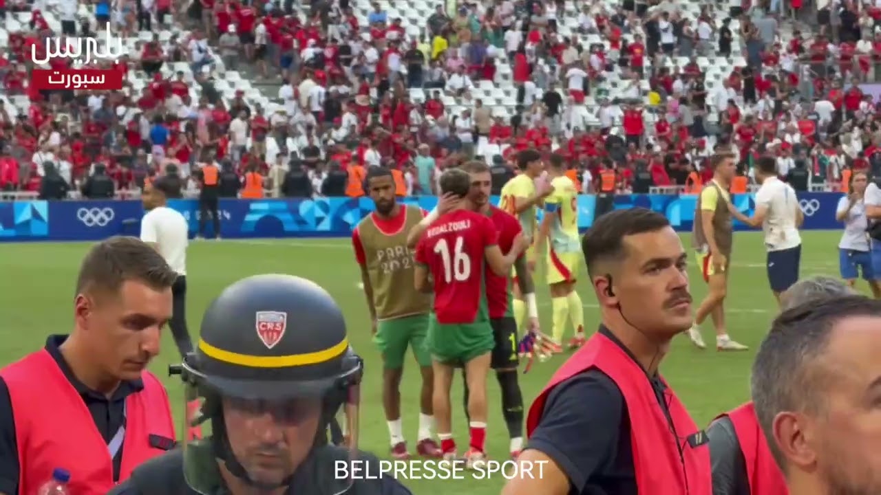 خيبت أمل لاعبي المنتخب الوطني المغربي والمدرب طارق السكتيوي بعد الهزيمة أمام المنتخب الإسباني 😔