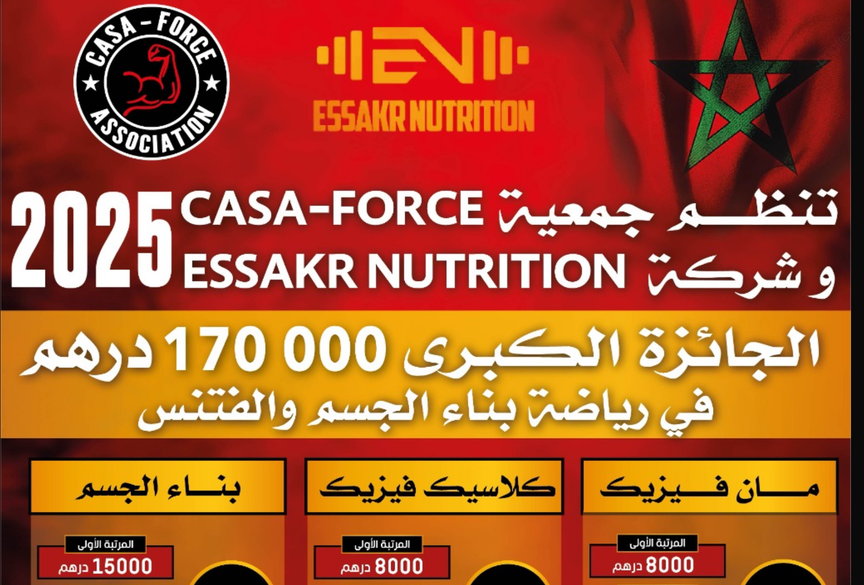 الدار البيضاء تحتضن الجائزة الكبرى لبناء الأجسام والفتنس