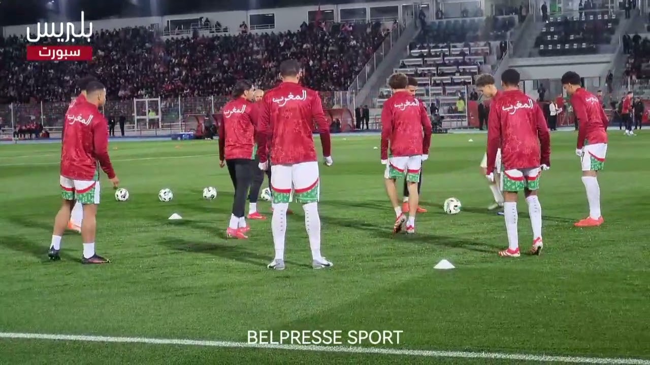 احماءات عناصر المنتخب الوطني المغربي قبل المباراة ضد تنزانيا
